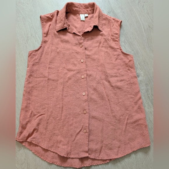 Joie Sleeveless Peach Button-Down Vest Shirt Size M - Picture 2 of 5